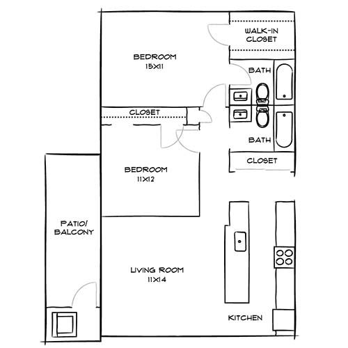 707 Leahy Apartments - Redwood City, CA - Sequoia Floor Plan