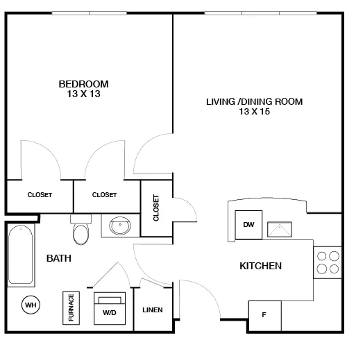 Axiom Apartments - Cambridge, MA - 1 Bed/1Bath Binney Floorplan 