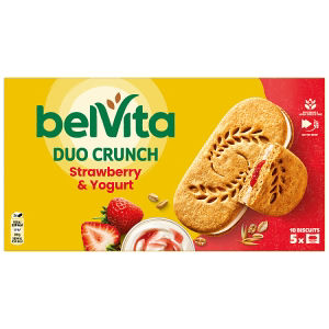 Belvita Breakfast Strawberry & Yogurt Crunch Cereal Biscuit Snack Bars Pack 5 x 50.6g