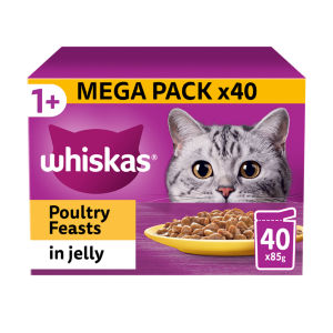 Whiskas 7+ Poultry Feasts in Jelly Senior Wet Cat Food Pouches 40 x 85g