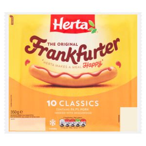Herta Classic Frankfurter Hot Dogs 10 Pack 350G
