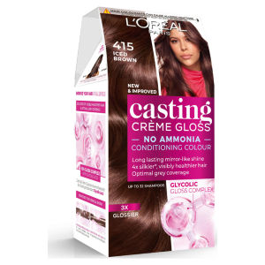 Casting 415 Iced Brown: No Ammonia, glossy, lasts 32 washes, for healthier hair.