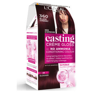 Casting 360 Black Cherry: No Ammonia, glossy, lasts 32 washes, 3x glossier, 4x silkier, healthier.
