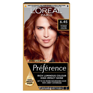 Preference 6.45 Intense Copper Auburn: Long-lasting, luminous permanent hair colour.