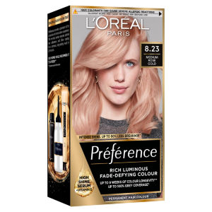 Preference 8.23 Medium Rose Gold: Long-lasting, luminous permanent hair colour for radiant results.
