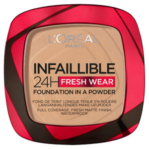 L'Oreal Paris Foundation, Infallible 24H Fresh Wear Foundation in Powder, Shade 140 Golden Beige, 9g