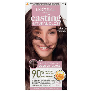 Natural Gloss 4.23 Brown Noisette: No Ammonia, glossy, lasts 32 washes, 3x glossier, 4x silkier.