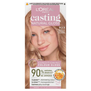 Natural Gloss 9.23 Lt Blonde Sucre: No Ammonia, glossy, lasts 32 washes, 3x glossier, 4x silkier.