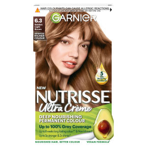Nutrisse Ultra Crème Dye, Vegan, 6.3 Golden Light Brown, radiant highlights, no ammonia.