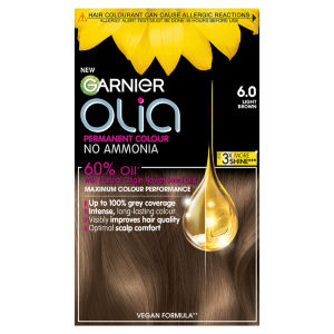 Olia 6.0 Light Brown: 100% Grey Coverage, No Ammonia, for beautiful, soft color.