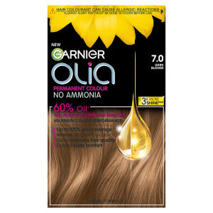 Olia 7.0 Dark Blonde: 100% Grey Coverage, No Ammonia, for luminous, natural blonde.
