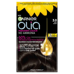 Olia 3.0 Soft Black: 100% Grey Coverage, No Ammonia, ensuring long-lasting color.