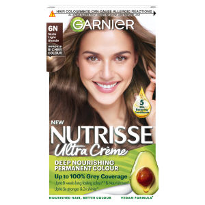 Nutrisse Ultra Crème Dye, Vegan, 6N Nude Light Brown, 100% grey coverage, no ammonia.