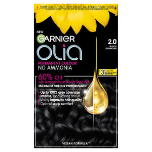 Olia 2.0 Black Diamond: 100% Grey Coverage, No Ammonia, for luminous hair color.