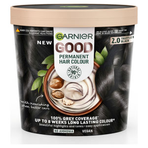GOOD Permanent Hair Dye (Shade: 2.0 Truffle Soft Black) for vibrant, lasting colour.
