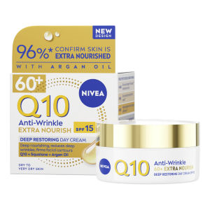NIVEA Q10 Anti-Wrinkle Day Cream Moisturiser 60+ Skin 50ml 