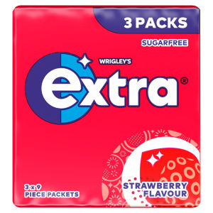 Strawberry Flavour Sugarfree Chewing Gum Multipack 3x9 Pieces