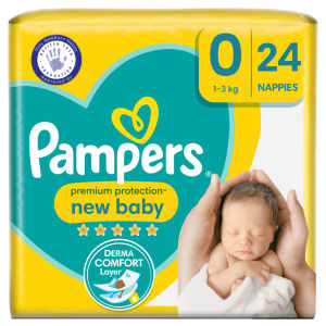 Premium Protection New Baby Size 0, 24 Nappies, 1-3kg