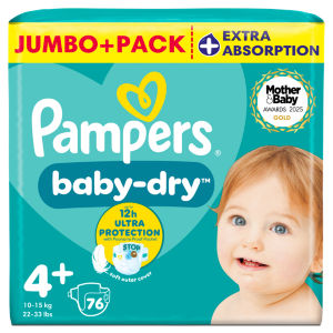 Pampers Baby-Dry Size 4+ Nappies Jumbo+ Pack 76 Pack