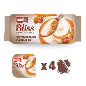 Muller Bliss Whipped Greek Style Salted Caramel Cheesecake Yogurts 4x100g