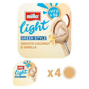 Muller Light Greek Style Yogurt - Smooth Coconut & Vanilla 4x115g
