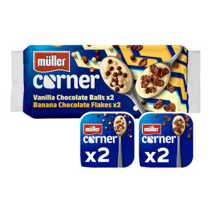 Muller Corner Vanilla Chocolate Balls & Banana Chocolate Flakes Yogurts