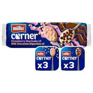 Muller Corner Strawberry Shortcake & Chocolate Digestive Yogurts 6 x 124g