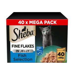 Sheba Fine Flakes in Jelly Mega Pack 40 x 85g - Fish Selection
