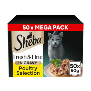 Sheba Fresh & Fine Wet Cat Food Pouches Meaty Pieces in Gravy