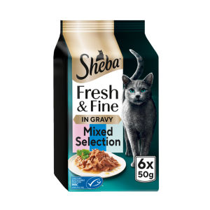 SHEBA Fresh & Fine Cat Pouches with Tuna & Salmon & Whitefish in Jelly