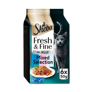 SHEBA Fresh & Fine Cat Pouches with Tuna & Salmon & Whitefish in Jelly