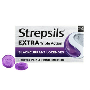 Strepsils Extra Triple Action Sore Throat Lozenges - Blackcurrant 24s