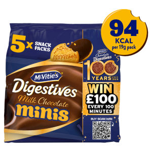 McVitie's Digestives Milk Chocolate Mini Biscuits Snack Multipack 5x19g