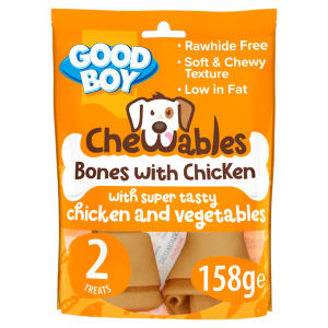 Chewables Medium Chicken Bones Rawhide Free Dog Treats 2 Pack 158g