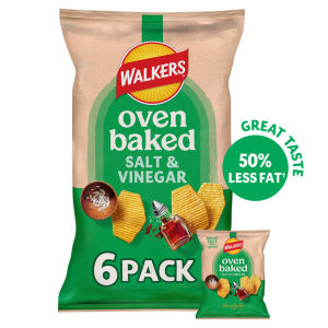 Walkers Baked Salt & Vinegar Multipack Snacks Crisps 6 x 22g
