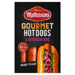 4 Gourmet Hot Dogs Bourbon BBQ 280g