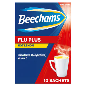 Flu Plus Hot Drink Sachets, Cold & Flu relief with Paracetamol, Lemon flavour, 10s