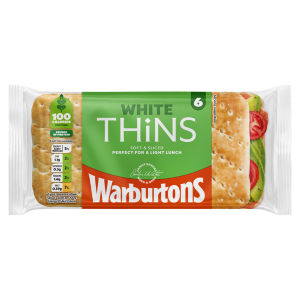 Warburtons 6 Thins Soft White Sliced