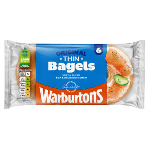 Warburtons Thin Plain Bagels 6 Pack