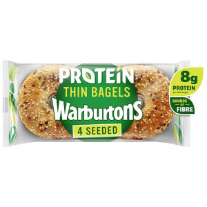 Warburtons Thin Sliced Seeded Protein Bagels 4 Pack