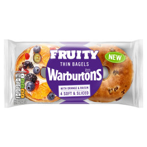 4 Soft & Sliced Fruity Thin Bagels with Orange & Raisin