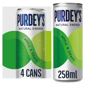Purdey's Natural Energy Apple & Grape 4 x 250ml Cans