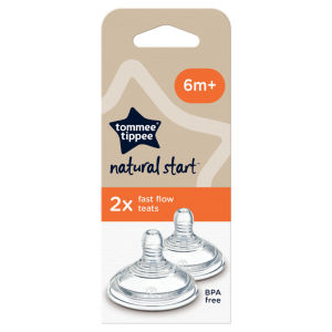 Tommee Tippee Natural Start Baby Bottle Teats Fast Flow 6m+ 2 Pack