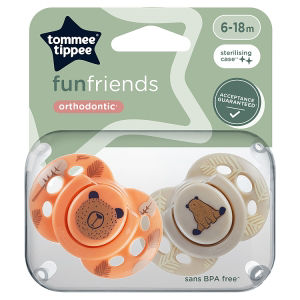 2x Fun Soothers, Symmetrical, BPA-Free, Steriliser Pod, 6-18m