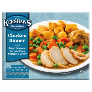 Frozen Foods Chicken Dinner with Roast Potatoes, Carrots, Peas, Stuffing & Gravy 400g