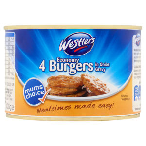 4 Economy Burgers in Onion Gravy 425g