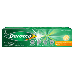 Berocca Natural Orange Flavour 15 Sugar Free Effervescent Tablets
