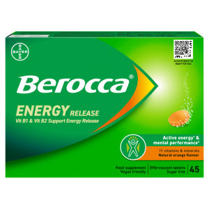 Berocca Natural Orange Vitamin and Mineral Effervescent Energy Tablets 45s