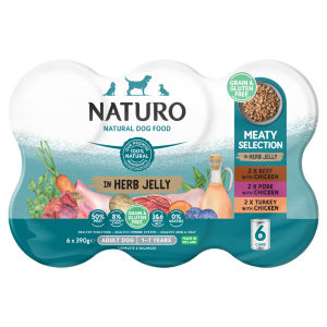 Natural Dog Food Meaty Selection in Herb Jelly Adult Dog 1-7 Years 6 x 390g