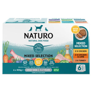Naturo Natural Dog Food Mixed Selection with Rice Adult Dog 1-7 Years 6 x 400g